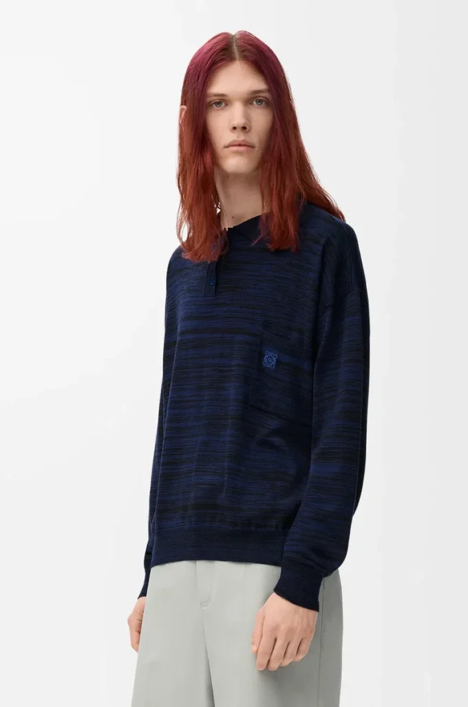 Polo en laine bleu marine/noir
