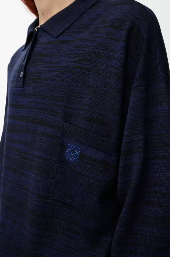 Polo en laine bleu marine/noir