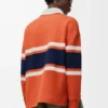 Polo à manches longues en coton Orange/Bleu marine