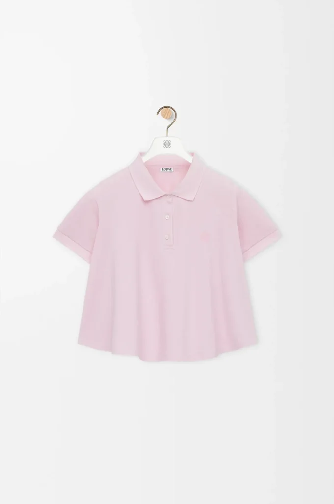 Polo trapèze en coton rose clair