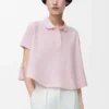 Polo trapèze en coton rose clair