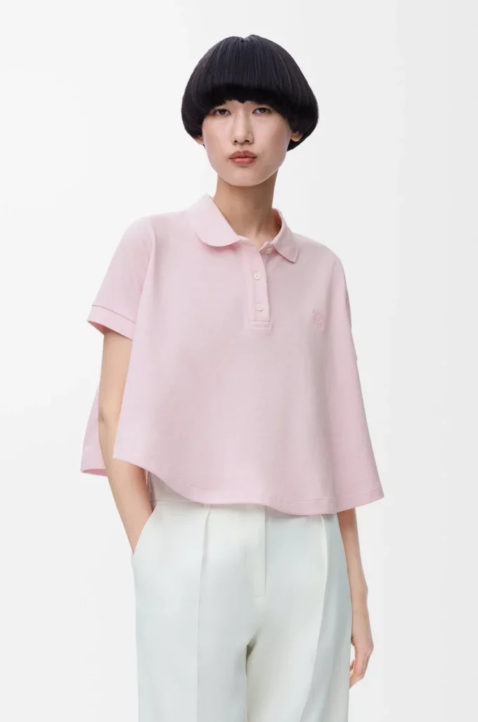 Polo trapèze en coton rose clair