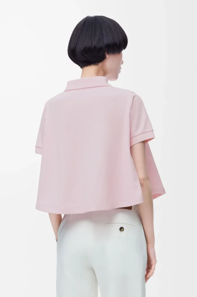 Polo trapèze en coton rose clair