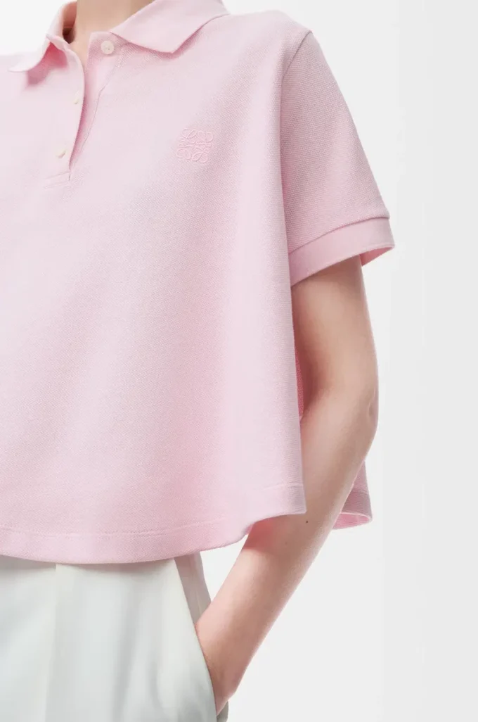 Polo trapèze en coton rose clair