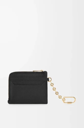 Porte-cartes carré Anagram en cuir de veau grainé Black/Gold