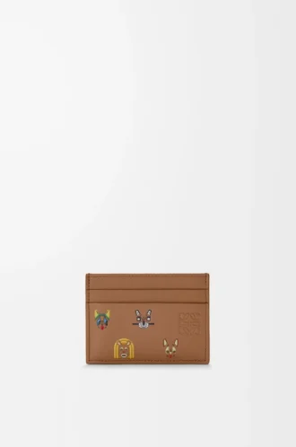 Porte-cartes Cats en cuir de veau classique couleur moka Porte-cartes Cats en cuir de veau classique couleur moka