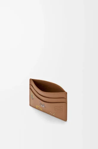 Porte-cartes Cats en cuir de veau classique couleur moka Porte-cartes Cats en cuir de veau classique couleur moka