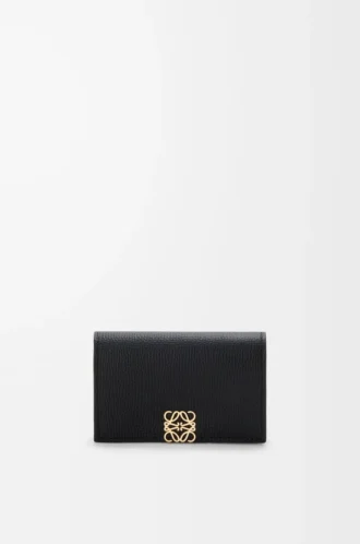 Porte-cartes de visite Anagram en cuir de veau grainé Black/Gold