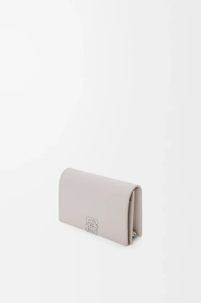Porte-cartes de visite Anagram en cuir de veau grainé Light Ghost