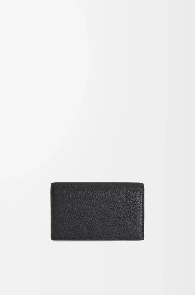 Porte-cartes de visite en cuir de veau grainé souple noir Porte-cartes de visite en cuir de veau grainé souple noir
