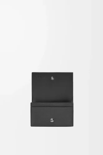 Porte-cartes de visite en cuir de veau grainé souple noir