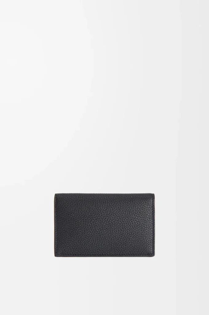 Porte-cartes de visite en cuir de veau grainé souple noir Porte-cartes de visite en cuir de veau grainé souple noir