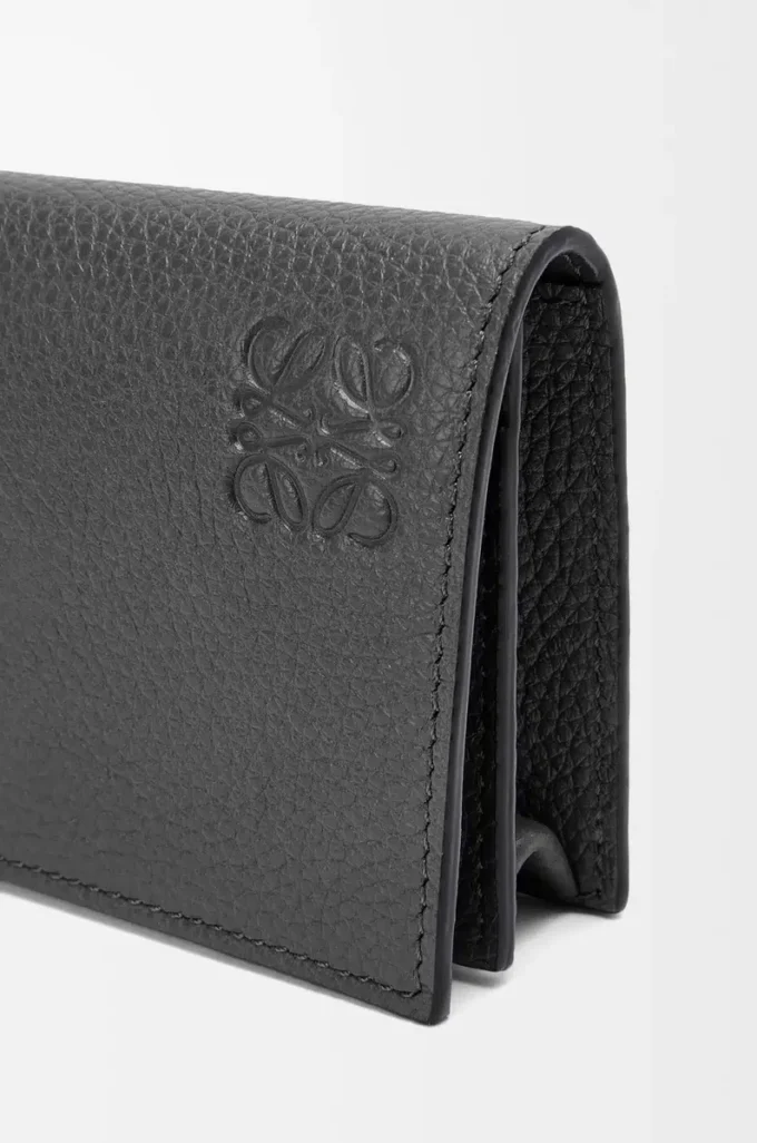 Porte-cartes de visite en cuir de veau grainé souple noir Porte-cartes de visite en cuir de veau grainé souple noir