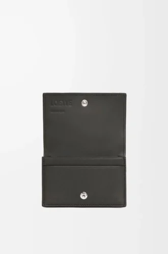 Porte-cartes de visite Puzzle en cuir de veau classique Gris foncé