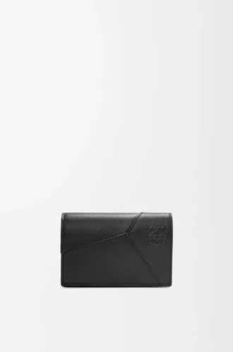 Porte-cartes de visite Puzzle en cuir de veau classique noir Porte-cartes de visite Puzzle en cuir de veau classique noir