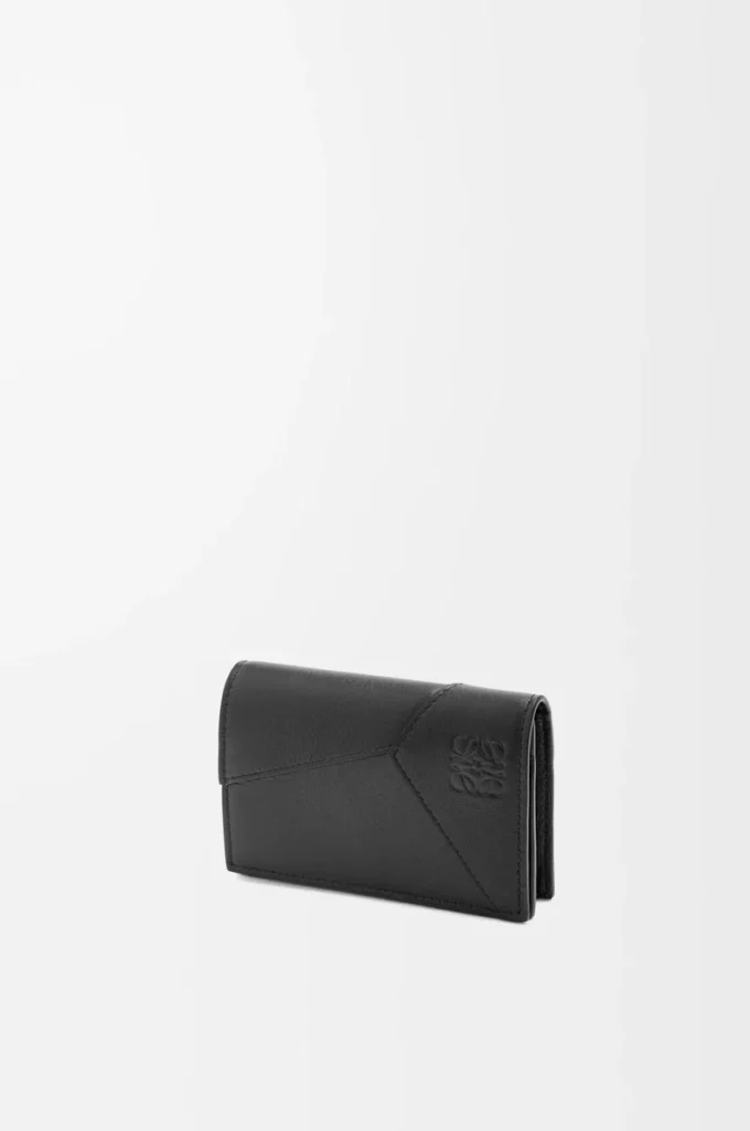 Porte-cartes de visite Puzzle en cuir de veau classique noir Porte-cartes de visite Puzzle en cuir de veau classique noir