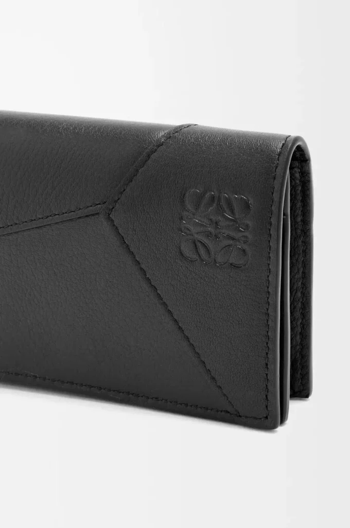 Porte-cartes de visite Puzzle en cuir de veau classique noir Porte-cartes de visite Puzzle en cuir de veau classique noir