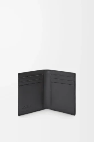 Porte-cartes à deux volets Puzzle en cuir de veau classique gris asphalte/bleu tempête