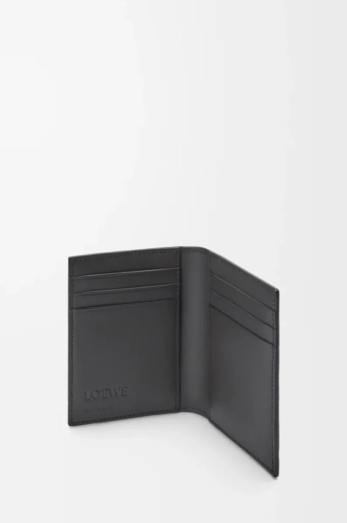 Porte-cartes à deux volets Puzzle en cuir de veau classique gris asphalte/bleu tempête