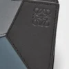 Porte-cartes à deux volets Puzzle en cuir de veau classique gris asphalte/bleu tempête