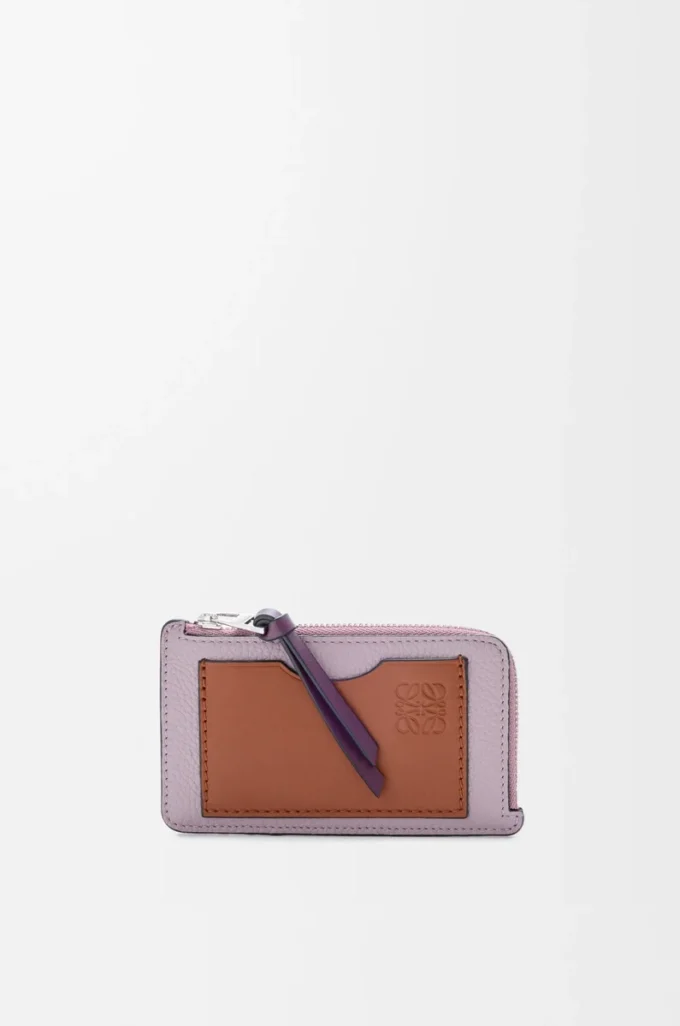 Porte-cartes et monnaie en cuir de veau grainé souple Dirty Mauve/Squirrel Porte-cartes et monnaie en cuir de veau grainé souple Dirty Mauve/Squirrel