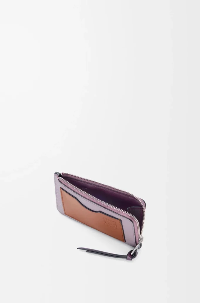 Porte-cartes et monnaie en cuir de veau grainé souple Dirty Mauve/Squirrel Porte-cartes et monnaie en cuir de veau grainé souple Dirty Mauve/Squirrel