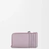Porte-cartes et monnaie en cuir de veau grainé souple Dirty Mauve/Squirrel Porte-cartes et monnaie en cuir de veau grainé souple Dirty Mauve/Squirrel