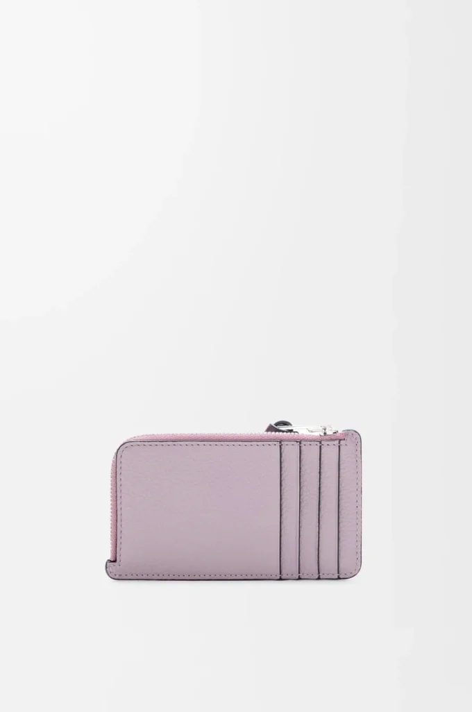 Porte-cartes et monnaie en cuir de veau grainé souple Dirty Mauve/Squirrel Porte-cartes et monnaie en cuir de veau grainé souple Dirty Mauve/Squirrel