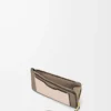 Porte-cartes et monnaie en cuir de veau grainé souple Taupe/Talc Porte-cartes et monnaie en cuir de veau grainé souple Taupe/Talc