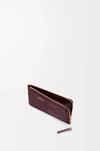 Porte-cartes et monnaie en cuir de veau lisse et grainé Dark Burgundy Porte-cartes et monnaie en cuir de veau lisse et grainé Dark Burgundy
