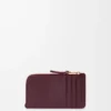 Porte-cartes et monnaie en cuir de veau lisse et grainé Dark Burgundy Porte-cartes et monnaie en cuir de veau lisse et grainé Dark Burgundy