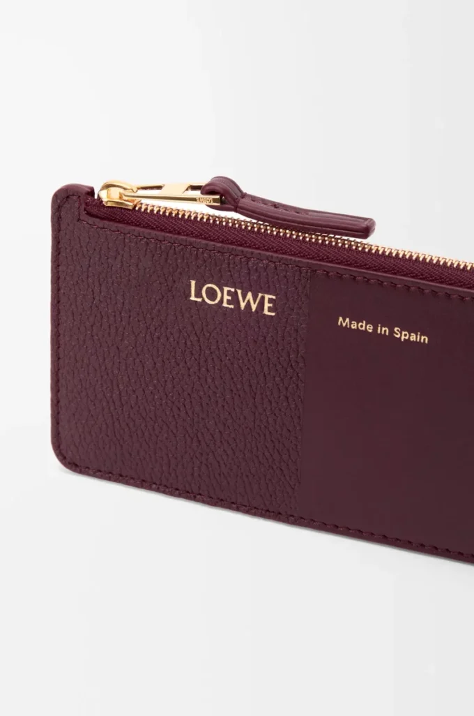 Porte-cartes et monnaie en cuir de veau lisse et grainé Dark Burgundy Porte-cartes et monnaie en cuir de veau lisse et grainé Dark Burgundy