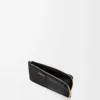 Porte-cartes et monnaie en cuir de veau lisse et grainé noir Porte-cartes et monnaie en cuir de veau lisse et grainé noir