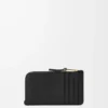 Porte-cartes et monnaie en cuir de veau lisse et grainé noir Porte-cartes et monnaie en cuir de veau lisse et grainé noir