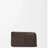 Porte-cartes et monnaie en cuir de veau satiné marron foncé Porte-cartes et monnaie en cuir de veau satiné marron foncé