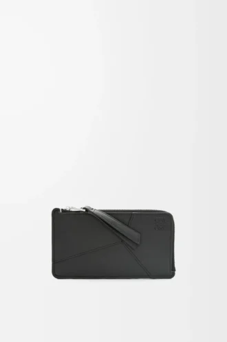 Porte-cartes et monnaie long Puzzle en cuir de veau classique noir Porte-cartes et monnaie long Puzzle en cuir de veau classique noir