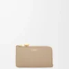 Porte-cartes et monnaie Pebble en cuir de veau nappa brillant Sand Porte-cartes et monnaie Pebble en cuir de veau nappa brillant Sand