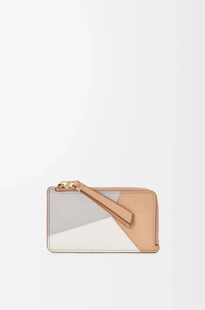 Porte-cartes et monnaie Puzzle en cuir de veau classique Ghost/Silky Beige Porte-cartes et monnaie Puzzle en cuir de veau classique Ghost/Silky Beige