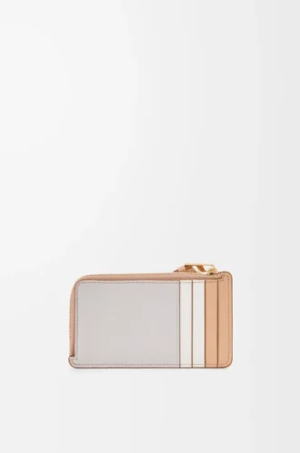 Porte-cartes et monnaie Puzzle en cuir de veau classique Ghost/Silky Beige