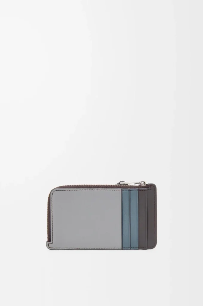 Porte-cartes et monnaie Puzzle en cuir de veau classique gris asphalte/bleu tempête Porte-cartes et monnaie Puzzle en cuir de veau classique gris asphalte/bleu tempête