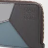 Porte-cartes et monnaie Puzzle en cuir de veau classique gris asphalte/bleu tempête Porte-cartes et monnaie Puzzle en cuir de veau classique gris asphalte/bleu tempête