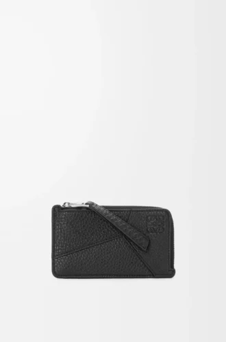 Porte-cartes et monnaie Puzzle en cuir de veau grainé souple Noir Porte-cartes et monnaie Puzzle en cuir de veau grainé souple Noir