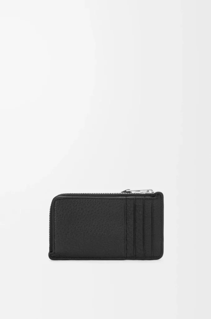Porte-cartes et monnaie Puzzle en cuir de veau grainé souple Noir Porte-cartes et monnaie Puzzle en cuir de veau grainé souple Noir