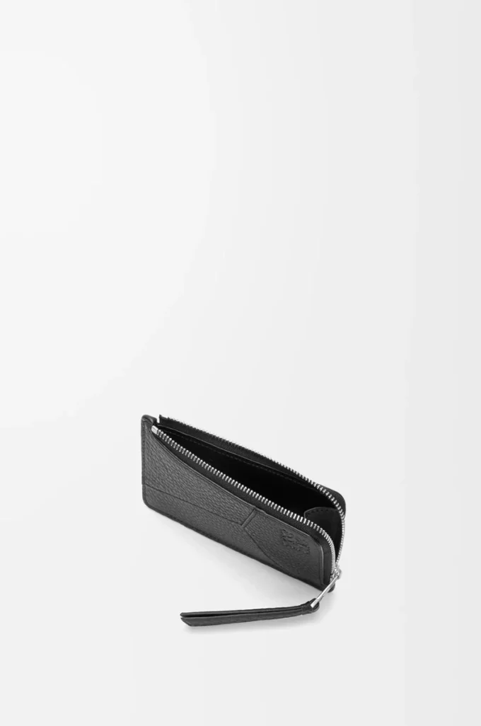 Porte-cartes et monnaie Puzzle en cuir de veau grainé souple Noir Porte-cartes et monnaie Puzzle en cuir de veau grainé souple Noir