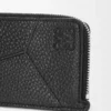 Porte-cartes et monnaie Puzzle en cuir de veau grainé souple Noir Porte-cartes et monnaie Puzzle en cuir de veau grainé souple Noir