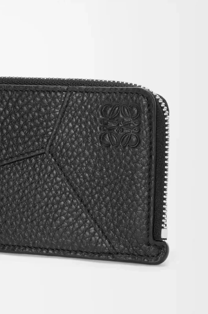 Porte-cartes et monnaie Puzzle en cuir de veau grainé souple Noir Porte-cartes et monnaie Puzzle en cuir de veau grainé souple Noir