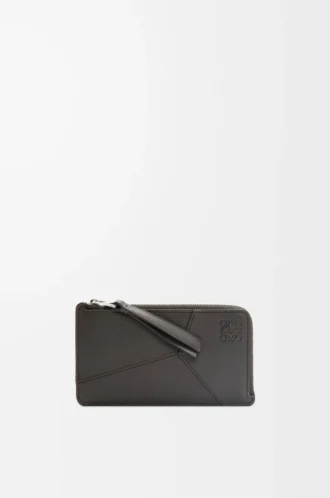 Porte-cartes et monnaie Puzzle long en cuir de veau classique Gris foncé Porte-cartes et monnaie Puzzle long en cuir de veau classique Gris foncé