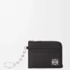 Porte-cartes et porte-monnaie carré Anagram en cuir de veau grainé Black