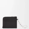 Porte-cartes et porte-monnaie carré Anagram en cuir de veau grainé Black