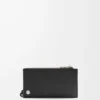 Porte-cartes et porte-monnaie Pebble Slider en cuir de veau nappa brillant noir/kaki foncé
